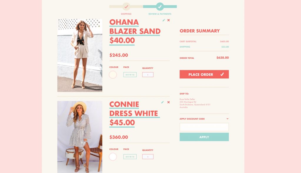 Whola checkout page